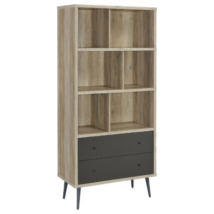 Maeve 70-inch 3-shelf Bookcase with Drawers Distressed Pine product image