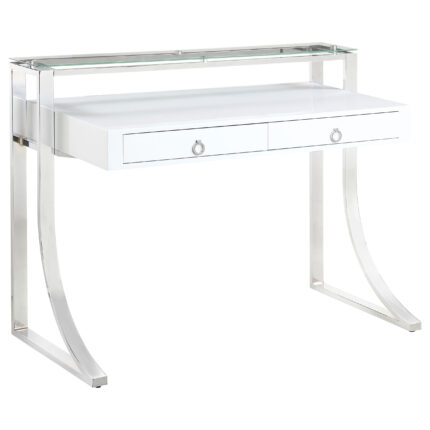 Gemma 48-inch 2-drawer Writing Desk White High Gloss product image