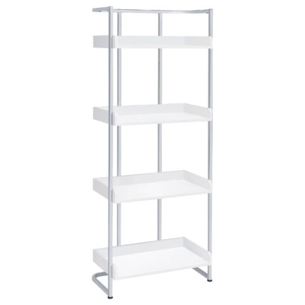 Ember 68-inch 4-shelf Bookshelf White High Gloss and Chrome product image