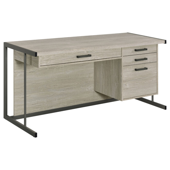 Loomis 60-inch 4-drawer Computer Desk Whitewashed Grey product image
