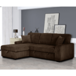 8068-2-Brown Corduroy Fabric Pull Out Sectional Sofa & Storage RAF By Milton Green Stars