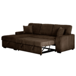 8068- 8068-2-Brown Corduroy Fabric Pull Out Sectional Sofa & Storage RAF By Milton Green Stars sleeper open product image