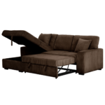 8068- 8068-2-Brown Corduroy Fabric Pull Out Sectional Sofa & Storage RAF By Milton Green Stars storage open product image