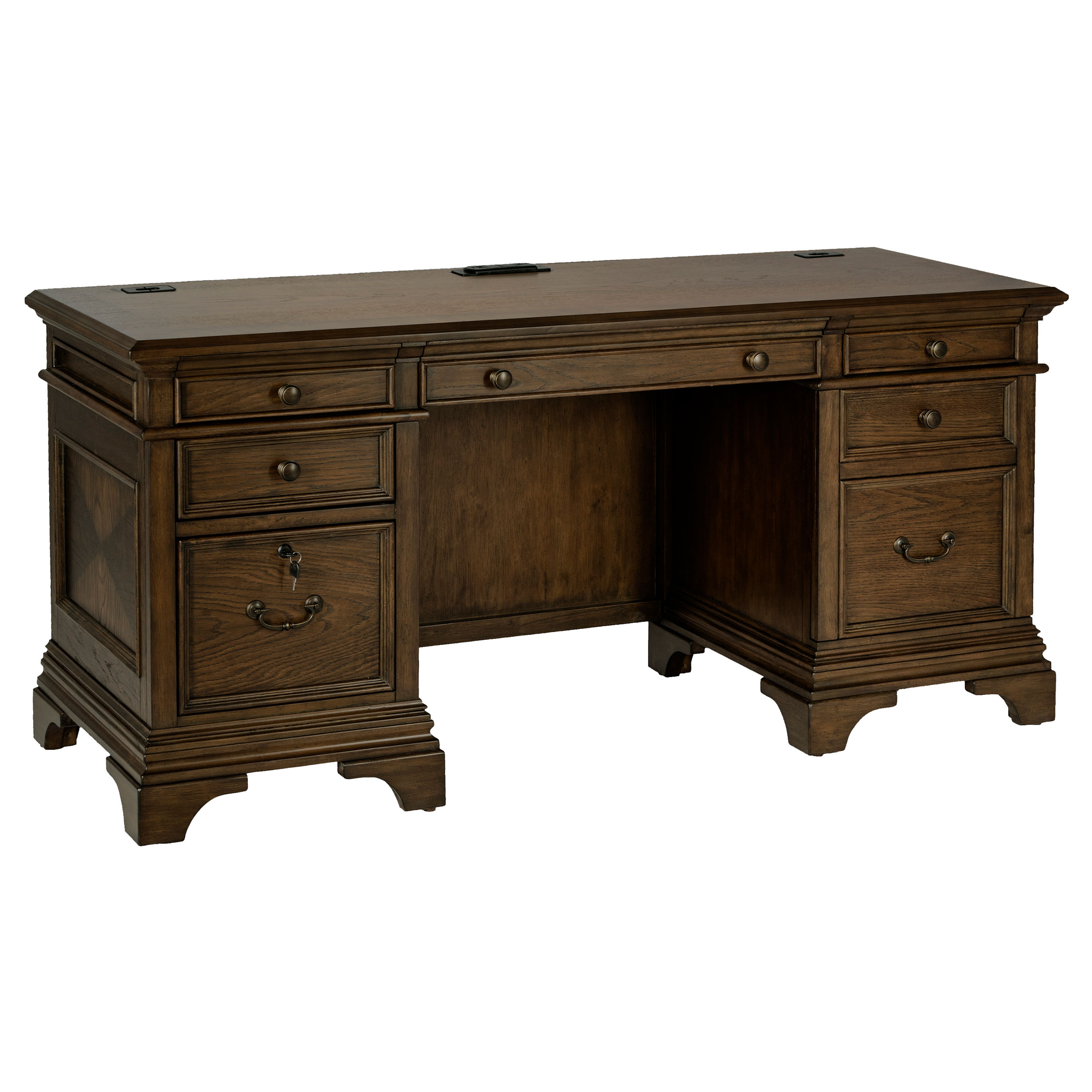 Hartshill 66-inch 5-drawer Credenza Office Desk Burnish Oak Hartshill 66-inch 5-drawer Credenza Office Desk Burnish Oak product image