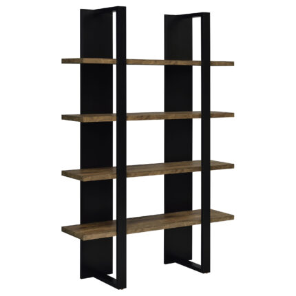Danbrook 71-inch 4-shelf Bookshelf Black and Aged Walnut product image