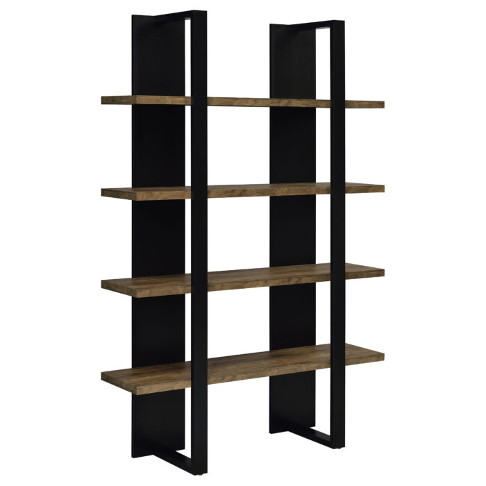 Danbrook 71-inch 4-shelf Bookshelf Black and Aged Walnut product image