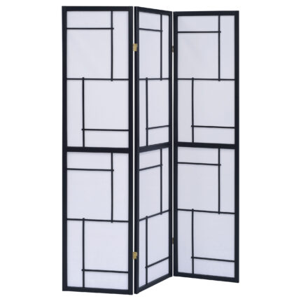 Damis 3-Panel Room Divider Folding Shoji Screen Black product image