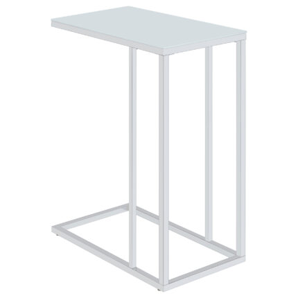 Stella White Glass Top C-Shaped Sofa Side Table Chrome product image