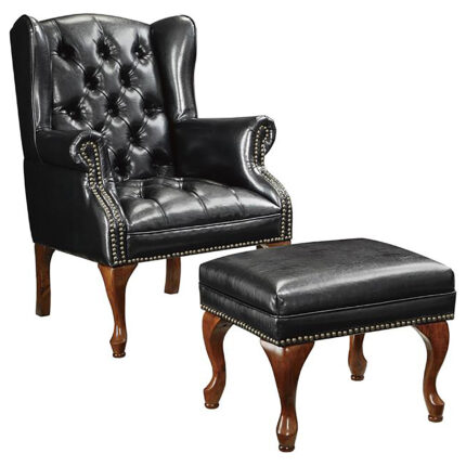 Roberts Upholstered Wingback Chair and Ottoman Set Black product image