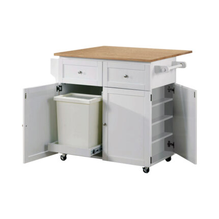 Jalen 3-door Mobile Kitchen Cart Natural Brown and White product image