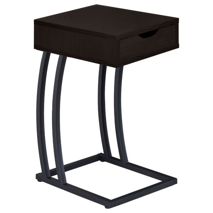Troy 1-drawer C-Shaped Side Table Power Outlet Cappuccino product image