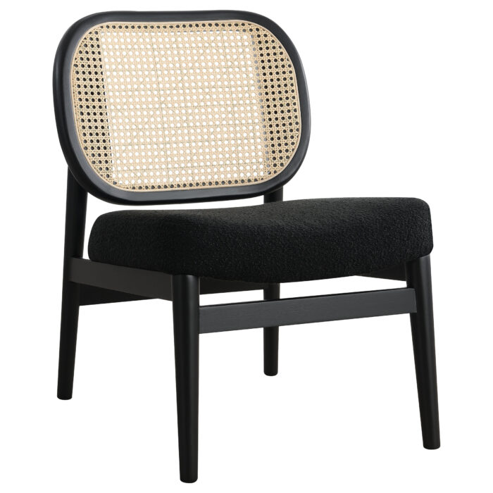 Rayo Rattan Cane Back Accent Chair with Padded Seat Black product image