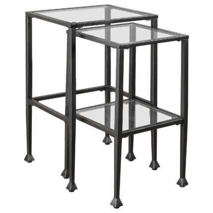 Leilani 2-piece Glass Top Nesting Table Set Black product image