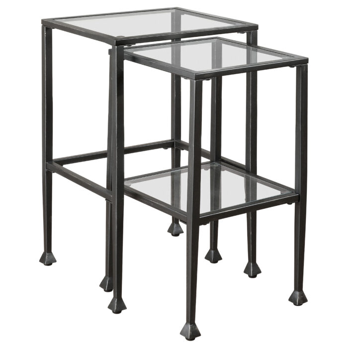 Leilani 2-piece Glass Top Nesting Table Set Black product image