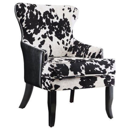 Trea Cowhide Print Upholstered Accent Chair Black and White product image