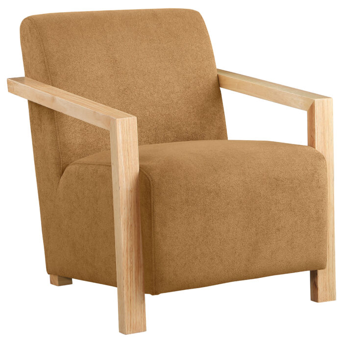 Diego Upholstered Accent Arm Chair with Wood Arms Honey product image