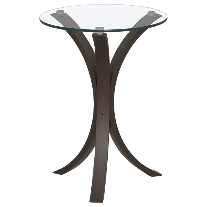 Edgar Round Glass Top Accent Side Table Cappuccino product image