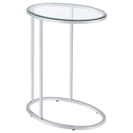 Kyle Oval Glass Top C-Shaped Sofa Side Table Chrome product image