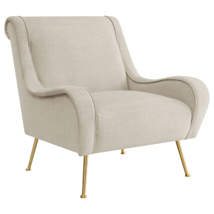Ricci Upholstered Saddle Arm Accent Chair Stone product image