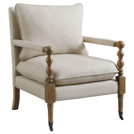 Dempsy Upholstered Accent Chair with Casters Beige product image