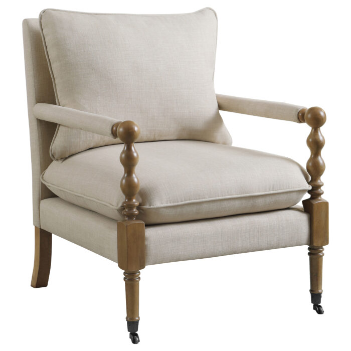 Dempsy Upholstered Accent Chair with Casters Beige product image