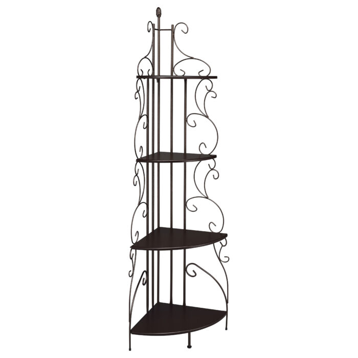 Poppy 74-inch 4-shelf Corner Bookshelf Copper and Cappuccino product image