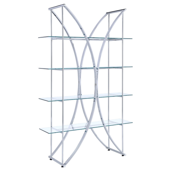 Larson 73-inch 4-shelf Glass Bookshelf Chrome product image
