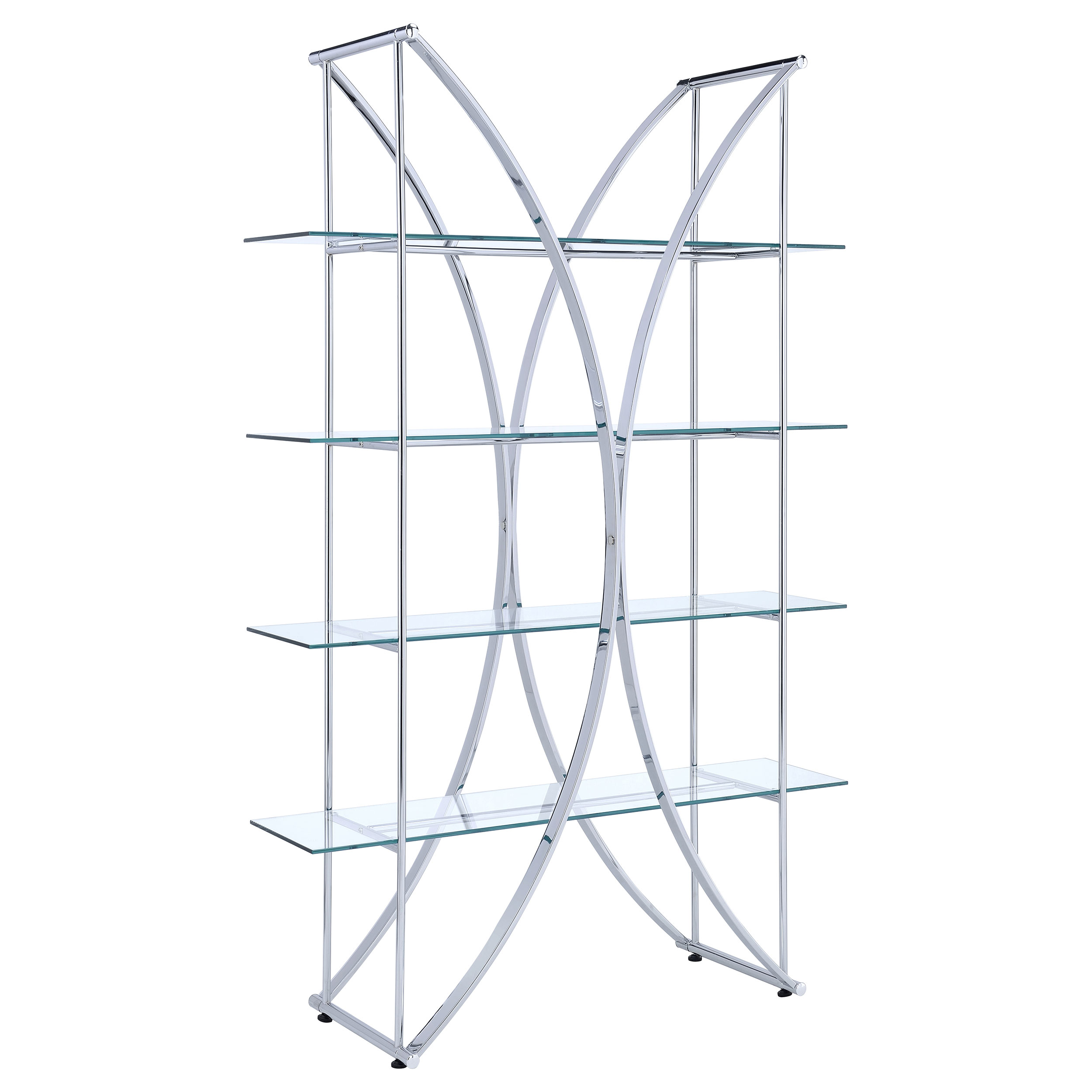 Larson 73-inch 4-shelf Glass Bookshelf Chrome Larson 73-inch 4-shelf Glass Bookshelf Chrome product image
