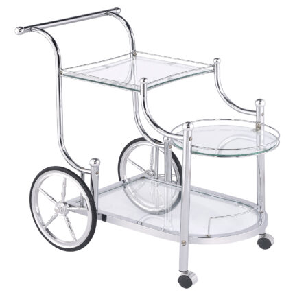 Sarandon 3-tier Glass Shelf Metal Bar Cart Chrome product image