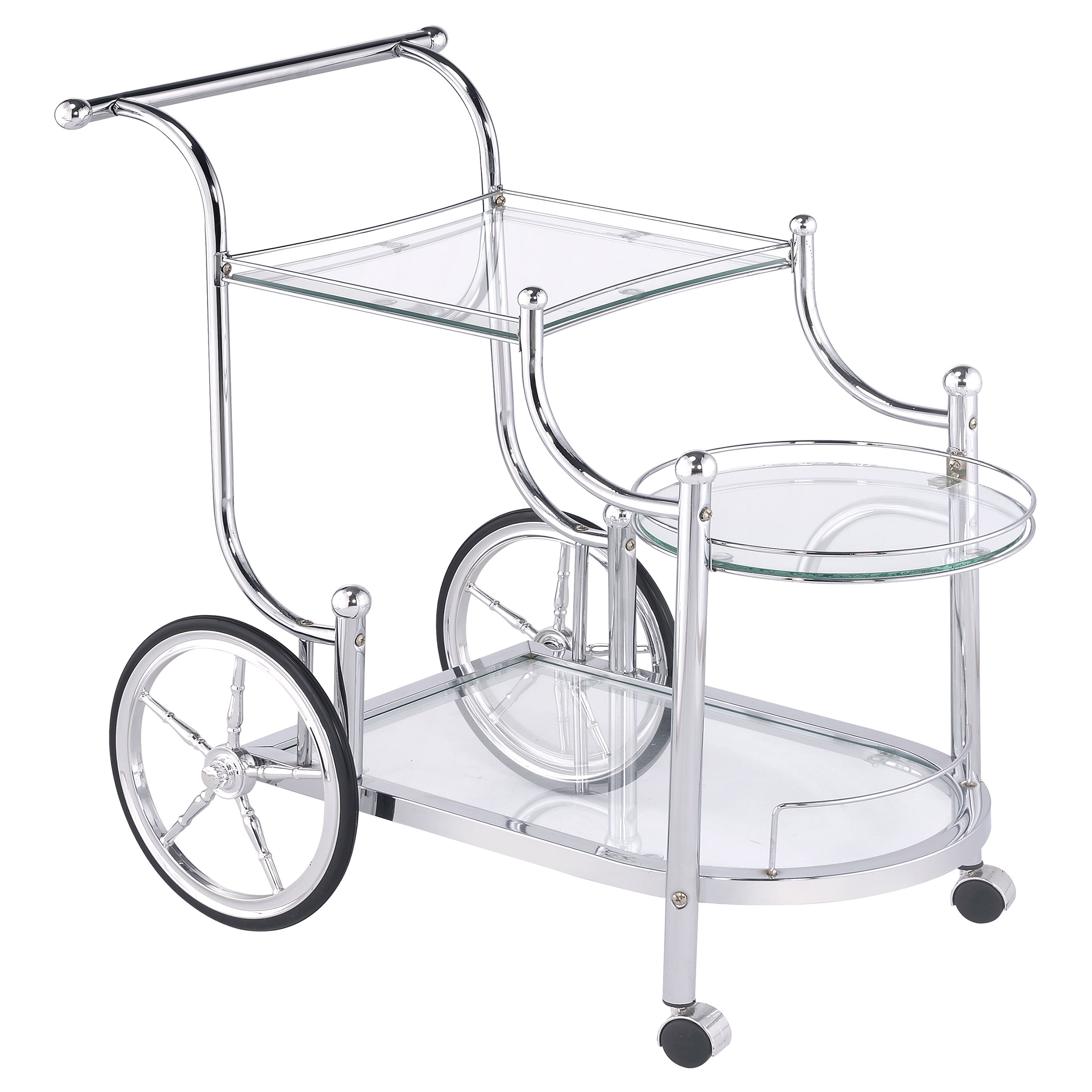 Sarandon 3-tier Glass Shelf Metal Bar Cart Chrome Sarandon 3-tier Glass Shelf Metal Bar Cart Chrome product image