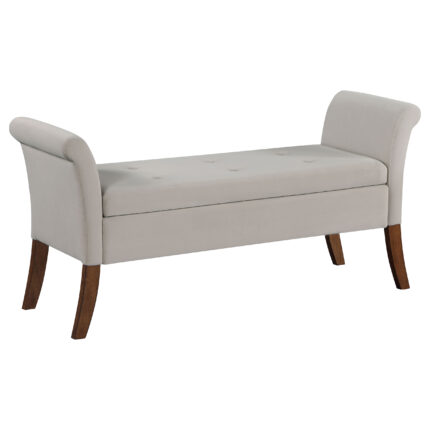 Farrah Velvet Upholstered Rolled Arm Storage Bench Beige product image