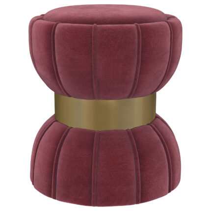 Sora Round Upholstered Ottoman Berry product image