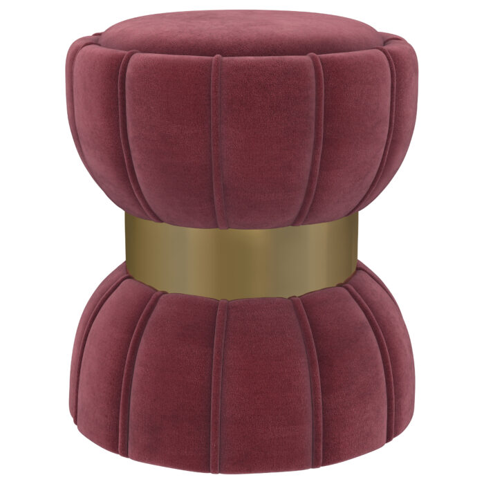 Sora Round Upholstered Ottoman Berry product image