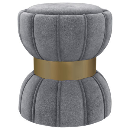 Sora Round Upholstered Ottoman Grey product image