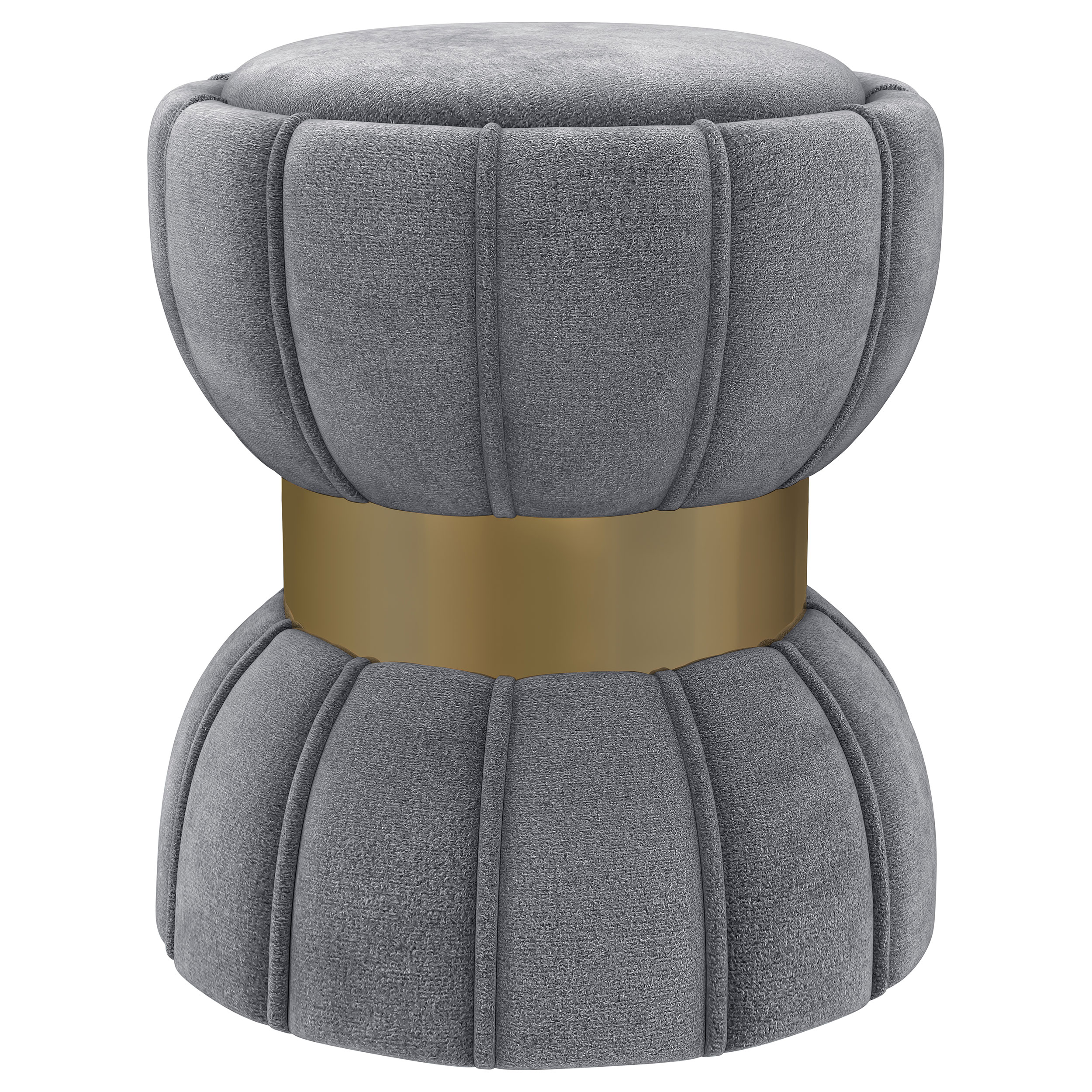 Sora Round Upholstered Ottoman Grey Sora Round Upholstered Ottoman Grey product image