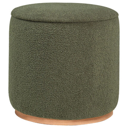Zena Faux Sheepskin Upholstered Round Ottoman Green product image