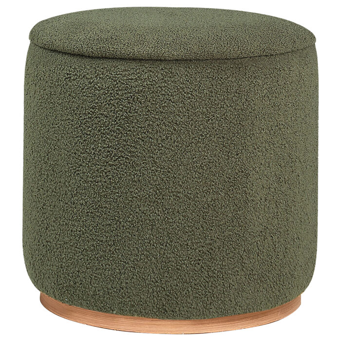 Zena Faux Sheepskin Upholstered Round Ottoman Green product image