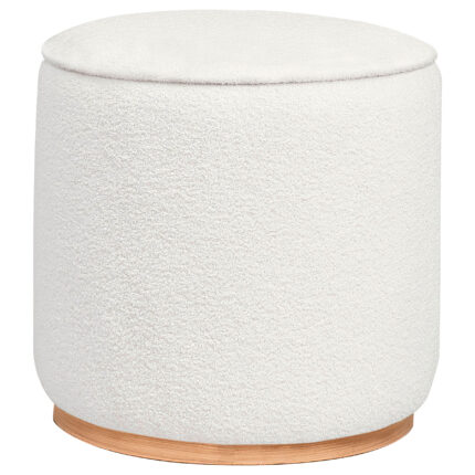 Zena Faux Sheepskin Upholstered Round Ottoman Ivory product image