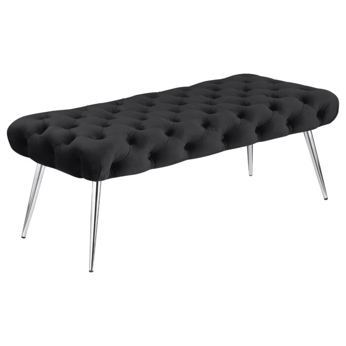 Ella Upholstered Tufted Bench Stainless Steel Legs Black product image