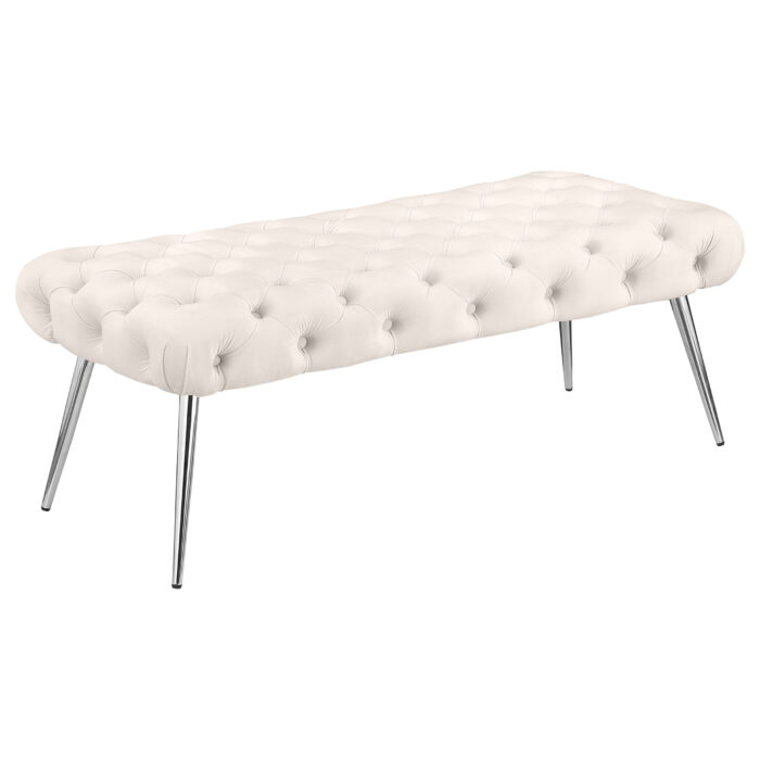 Ella Upholstered Tufted Bench Stainless Steel Legs Ivory product image