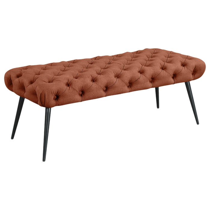 Ella Upholstered Tufted Bench Metal Legs Rust product image