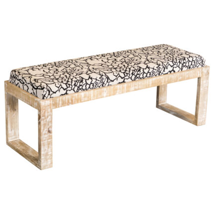 Aiden Fabric Upholstered Accent Bench Distressed White product image