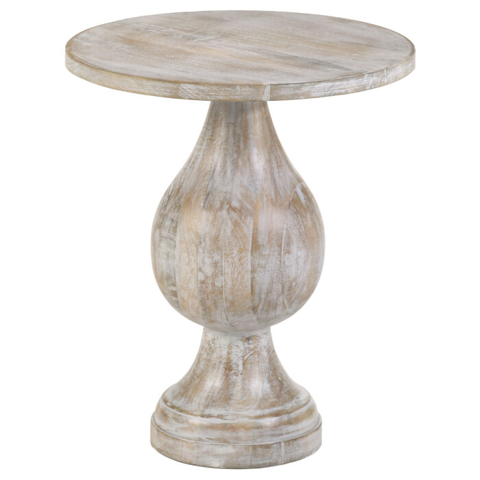 Dianella Round Pedestal Base Accent Side Table White Washed product image