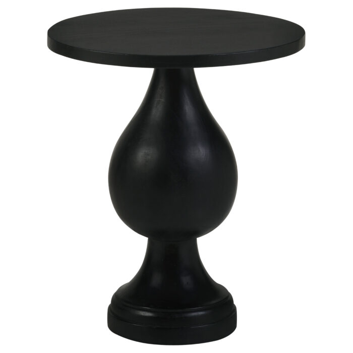 Dianella Round Pedestal Base Accent Side Table Black Stain product image