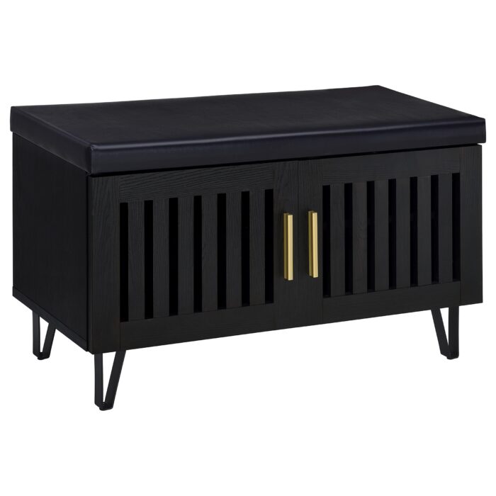 Brixton 2-door Padded Entryway Shoe Storage Bench Black product image