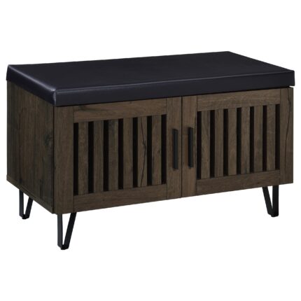 Brixton 2-door Padded Entryway Shoe Storage Bench Smoked Oak product image