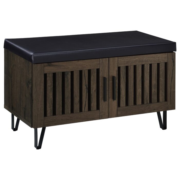 Brixton 2-door Padded Entryway Shoe Storage Bench Smoked Oak product image