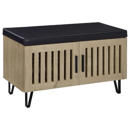 Brixton 2-door Padded Entryway Shoe Storage Bench White Oak product image