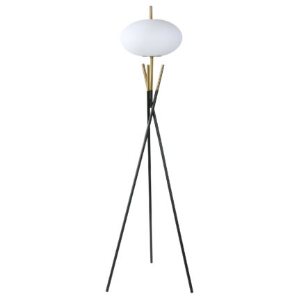 Layton White Orb Shade Tripod Floor Lamp Black product image