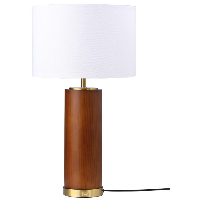 Aziel 28-inch Drum Shade Wood Frame Table Lamp Cappuccino product image